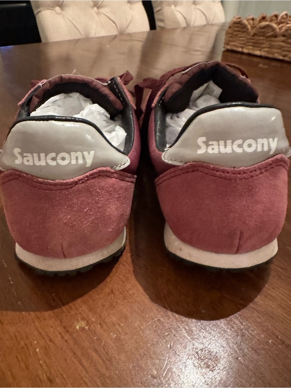 Saucony Maroon and White Racer 80 Low-Profile Retro Sneakers Size 7 - Picture 4 of 5